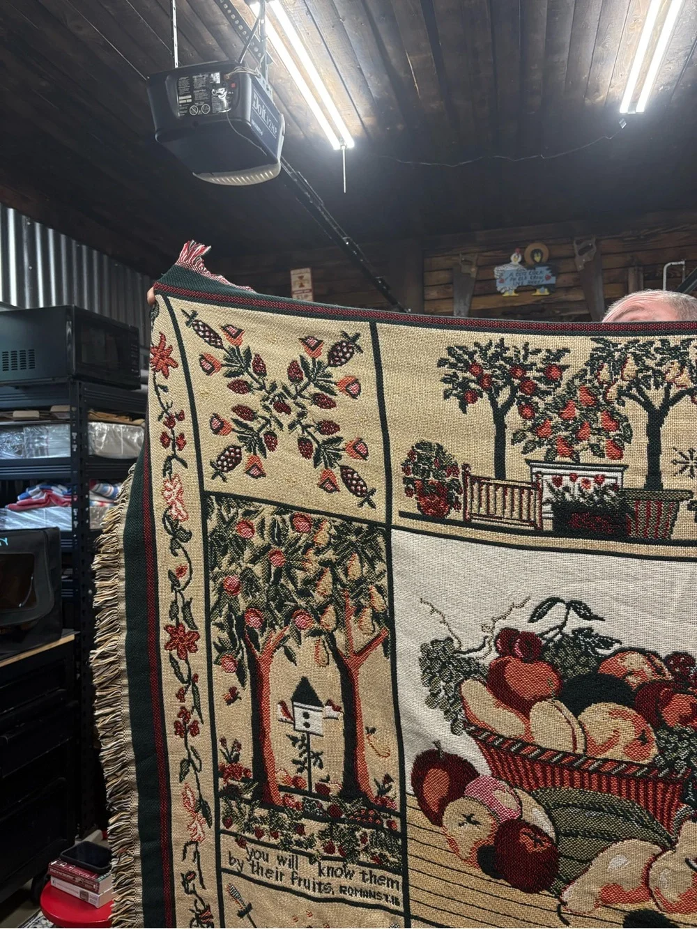 Vintage Goodwin Weavers Classic  Fruit Basket Tapestry Throw Blanket